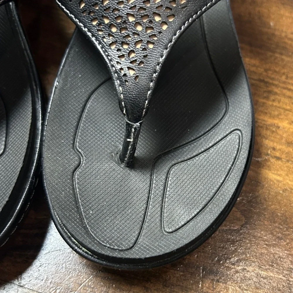 Dr. Scholl's Wedge Sandals 9 Black Advanced Comfort Summer Shoes Orthopedic